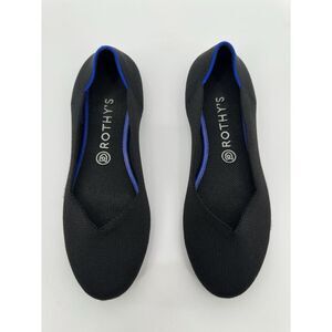 ROTHYS THE FLAT Womens Sz 9.5 Black Round Toe Knit Slip On Ballet Flats